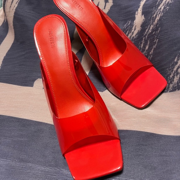 Forever 21 Red PVC Heels - Picture 1 of 3